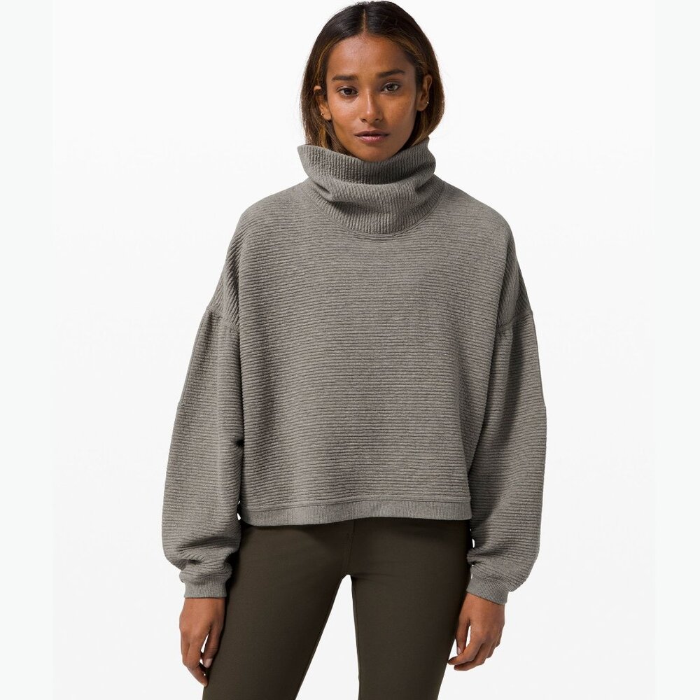 lululemon athletica Light Gray Ribbed Cowl Sweater